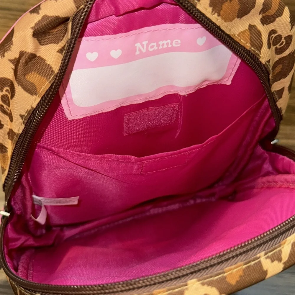 Hello Kitty 2014 Sanrio Mini Leopard Pink Brown Tan Bows Coated Canvas Bag